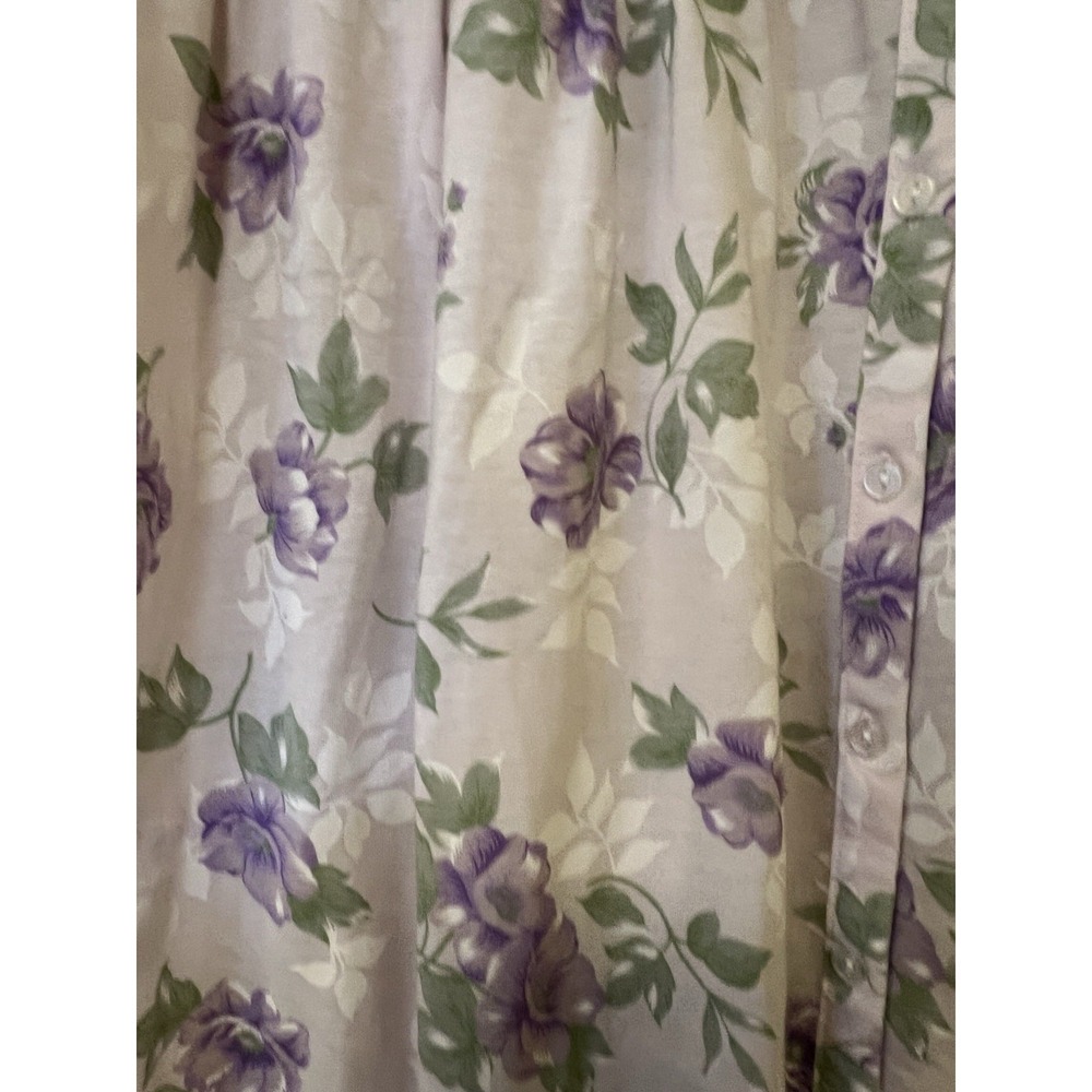 Barbizon Nightgown & Robe Set NWT Sz Large Floral Lilacprint Vtg Lace Smocking - Picture 4 of 16